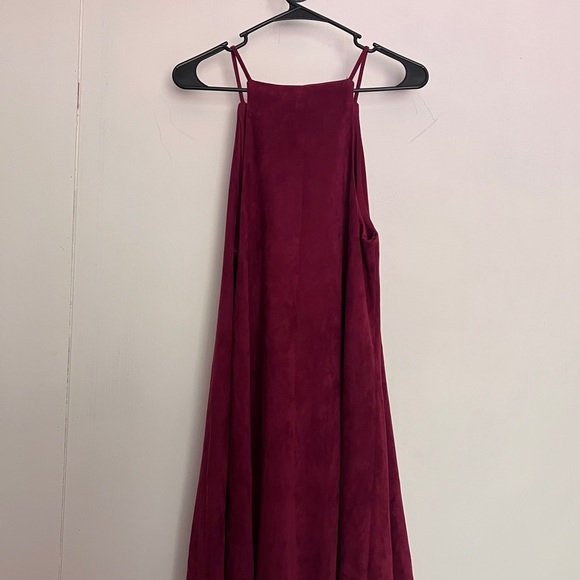 Suede Burgundy Midi Dress - Picture 4 of 4
